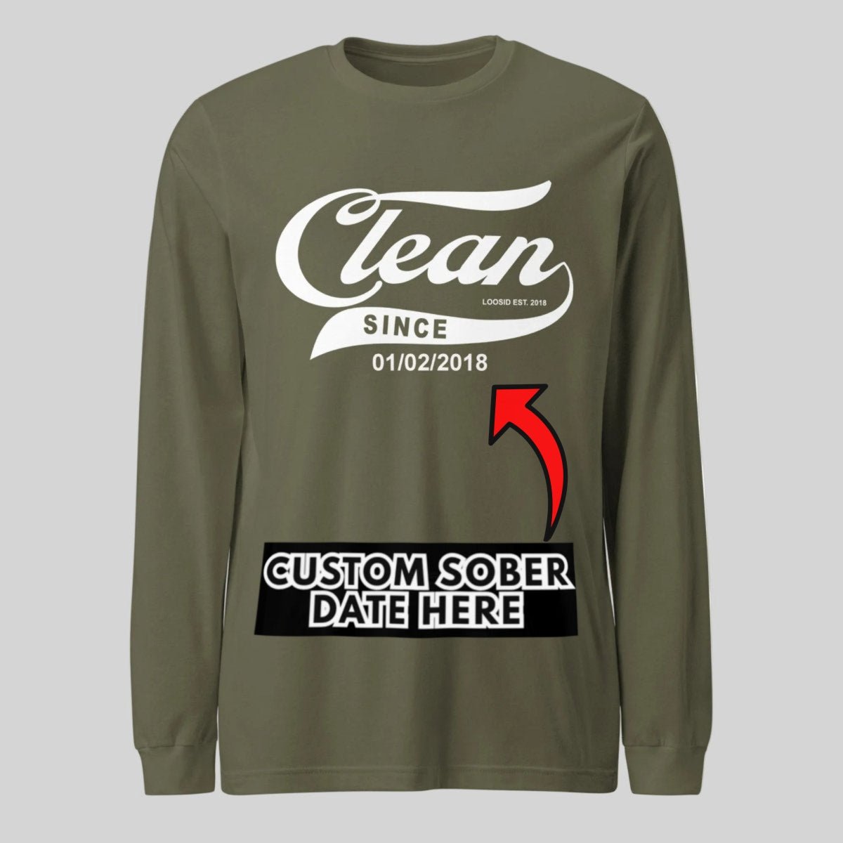 Clean Since Long Sleeve Sober T Shirt side view (view 16)