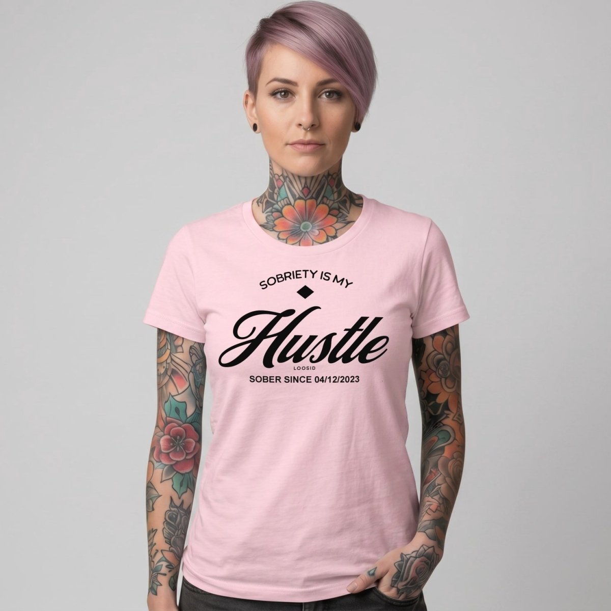 Sobriety is My Hustle Sober T Shirt side view (view 16)
