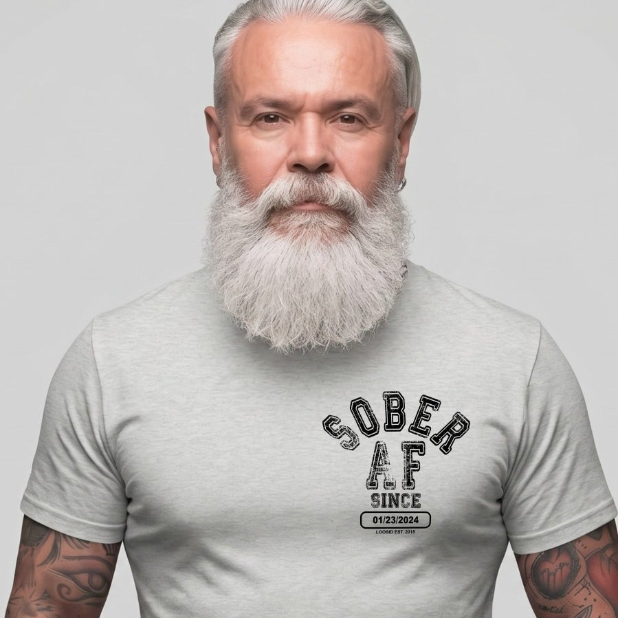 Sober AF Sober T Shirt flat lay styled image (view 13)