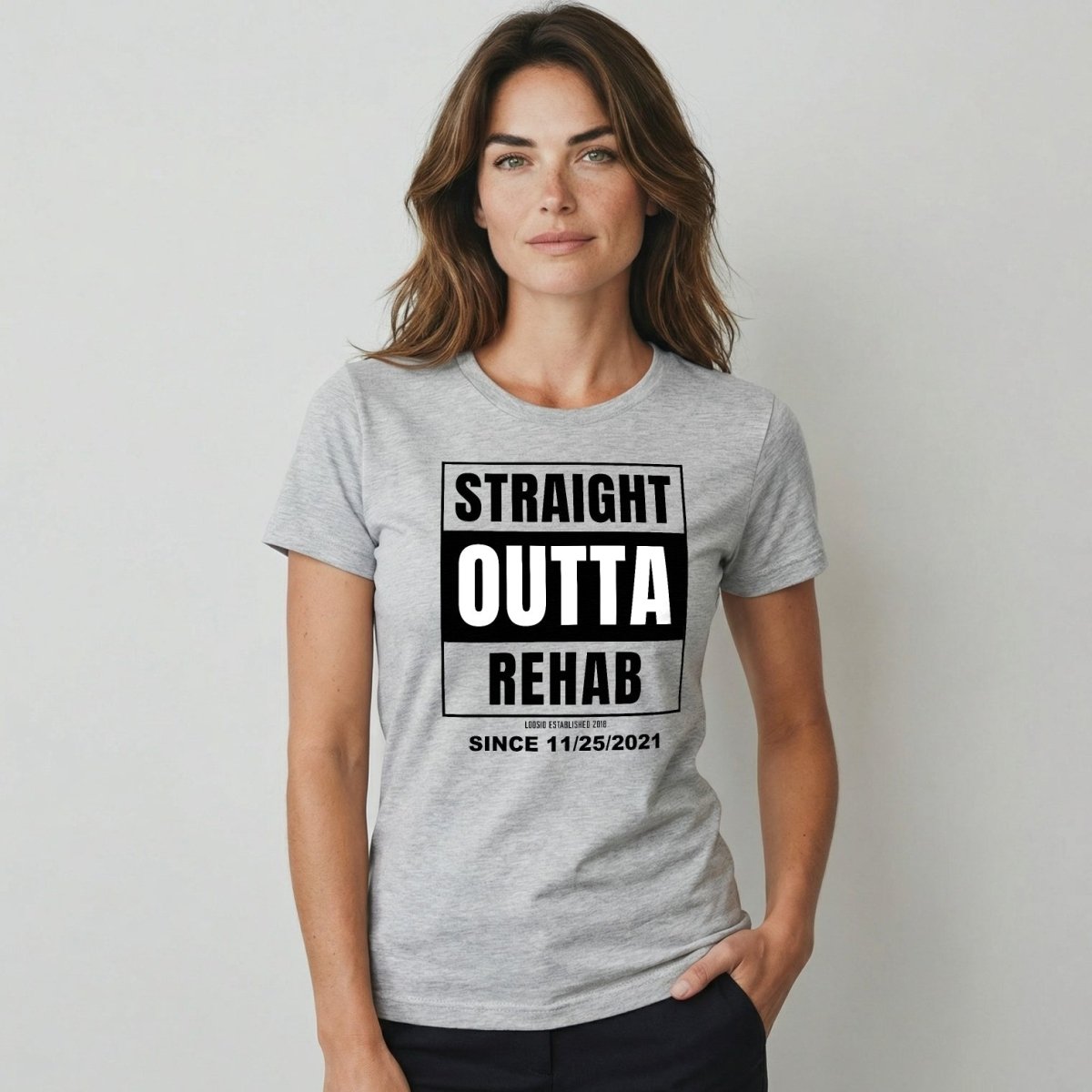 Straight Outta Rehab Sober T Shirt back view (view 7)