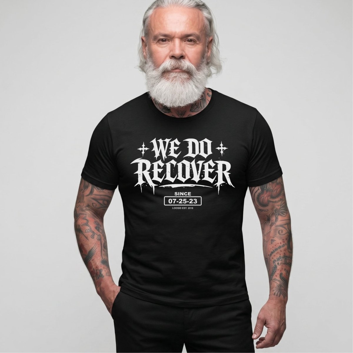 We Do Recover Sober T Shirt back view (view 7)