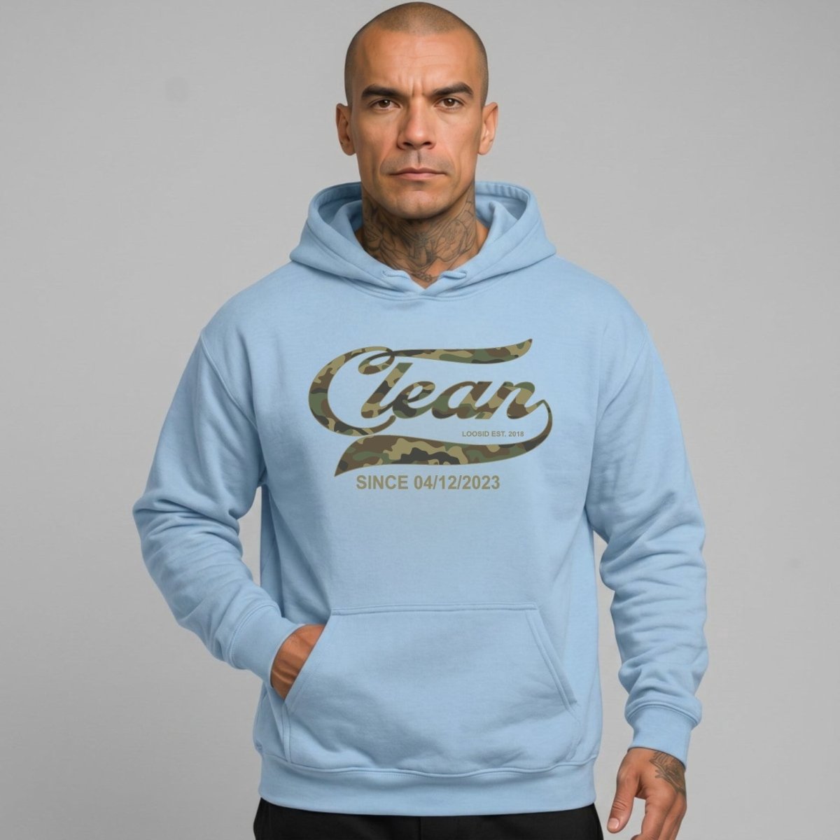 Clean Since Camo Recovery Hoodie close-up view (view 22)