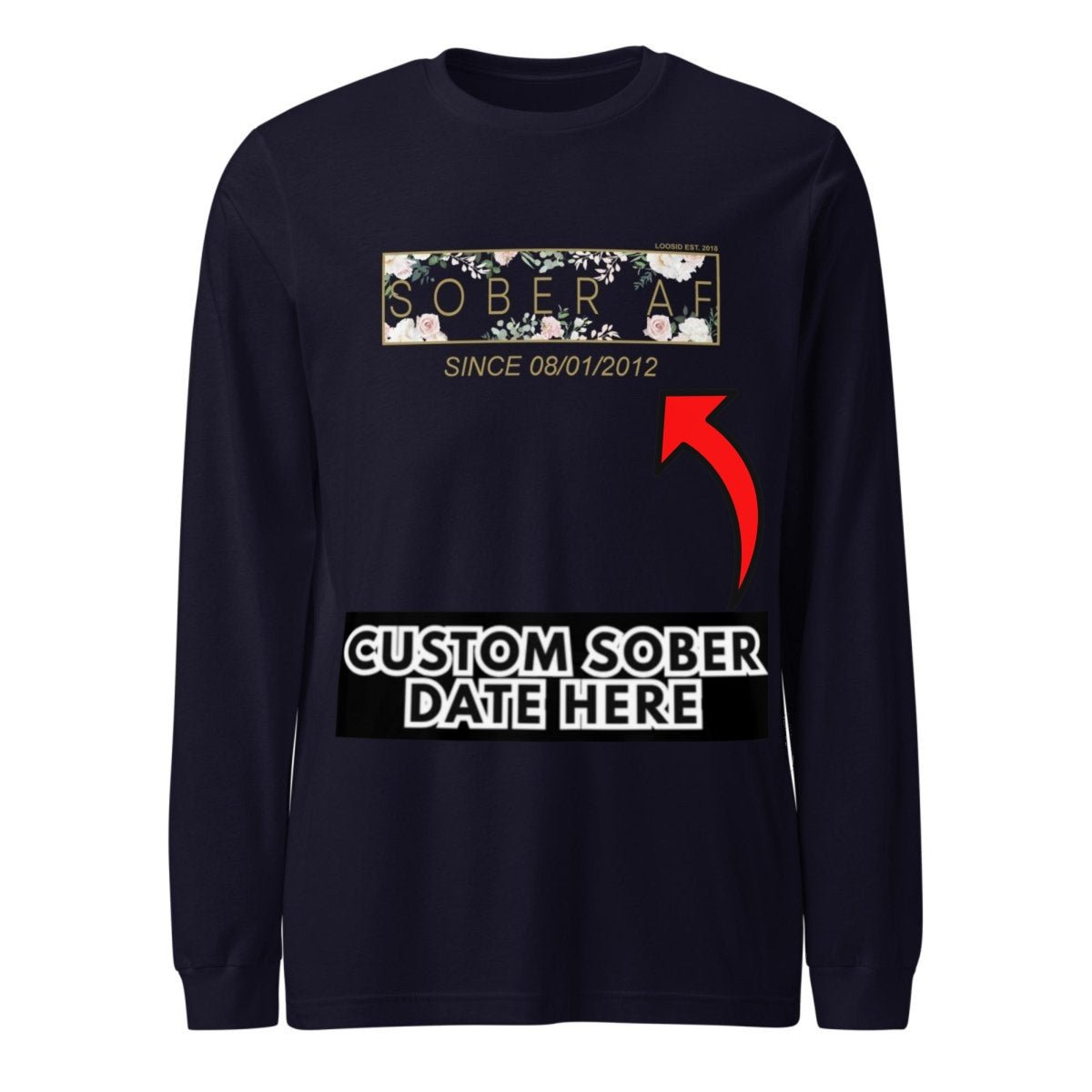 Sober AF Flower Long Sleeve Sober T Shirt packaging detail (view 8)