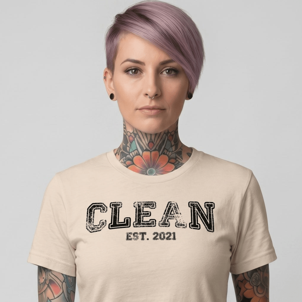 Clean EST. Sober T Shirt packaging detail (view 18)