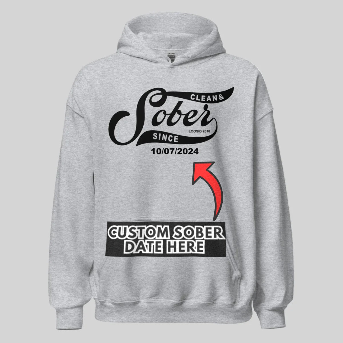 Sober Since Recovery Hoodie fit detail (view 39)