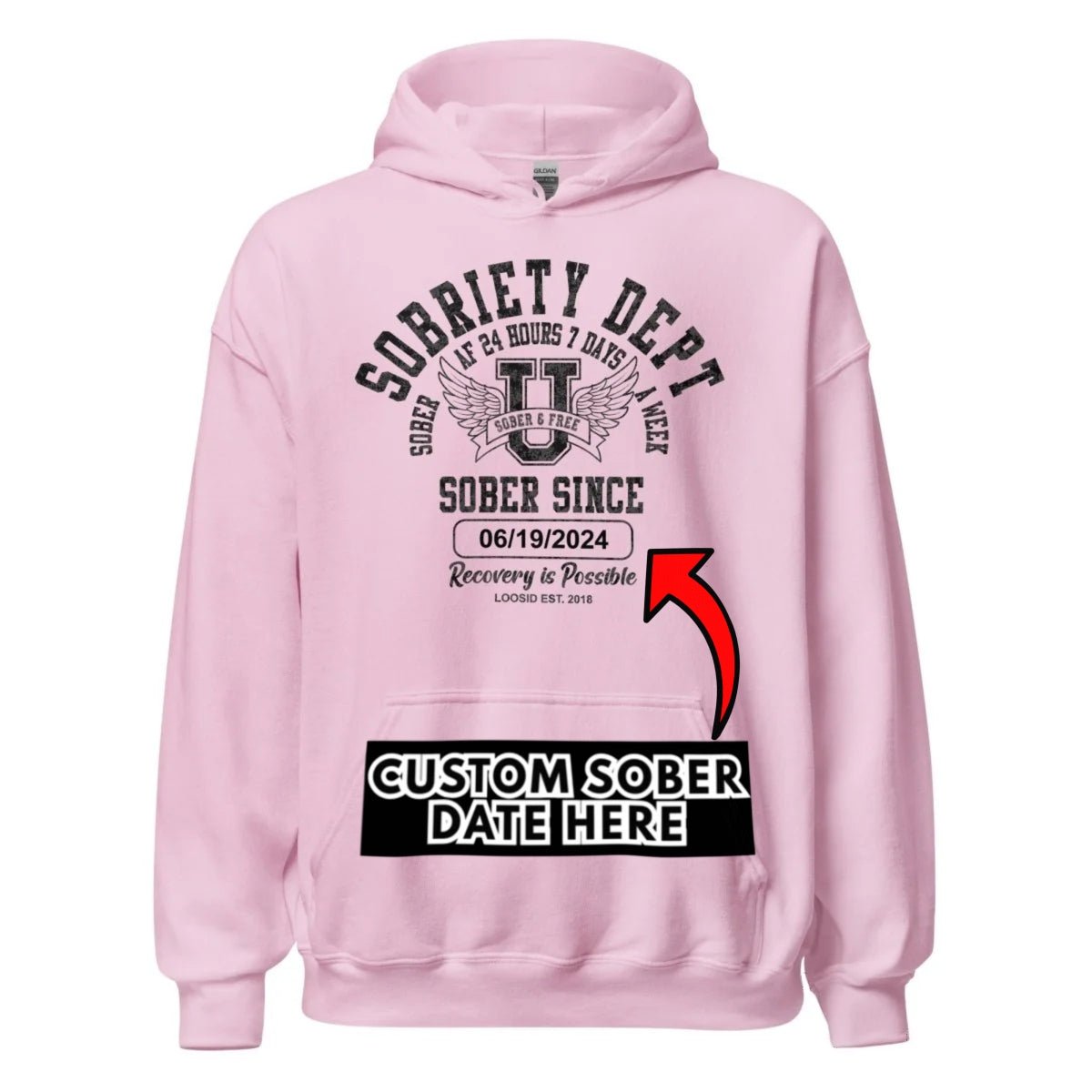 Sobriety Dept Recovery Hoodie featuring the design (view 31)