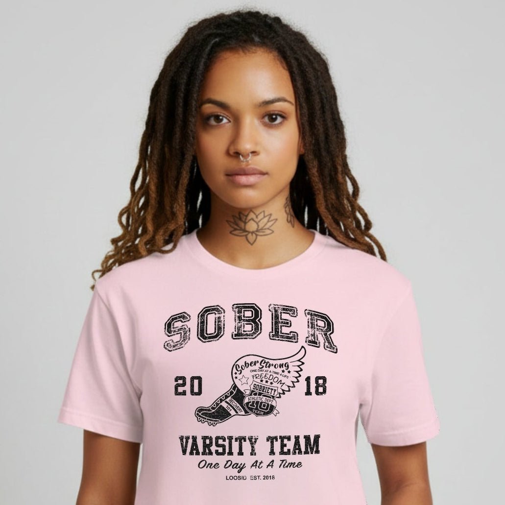 Sober Varsity Team Sober T Shirt featuring the design (view 21)