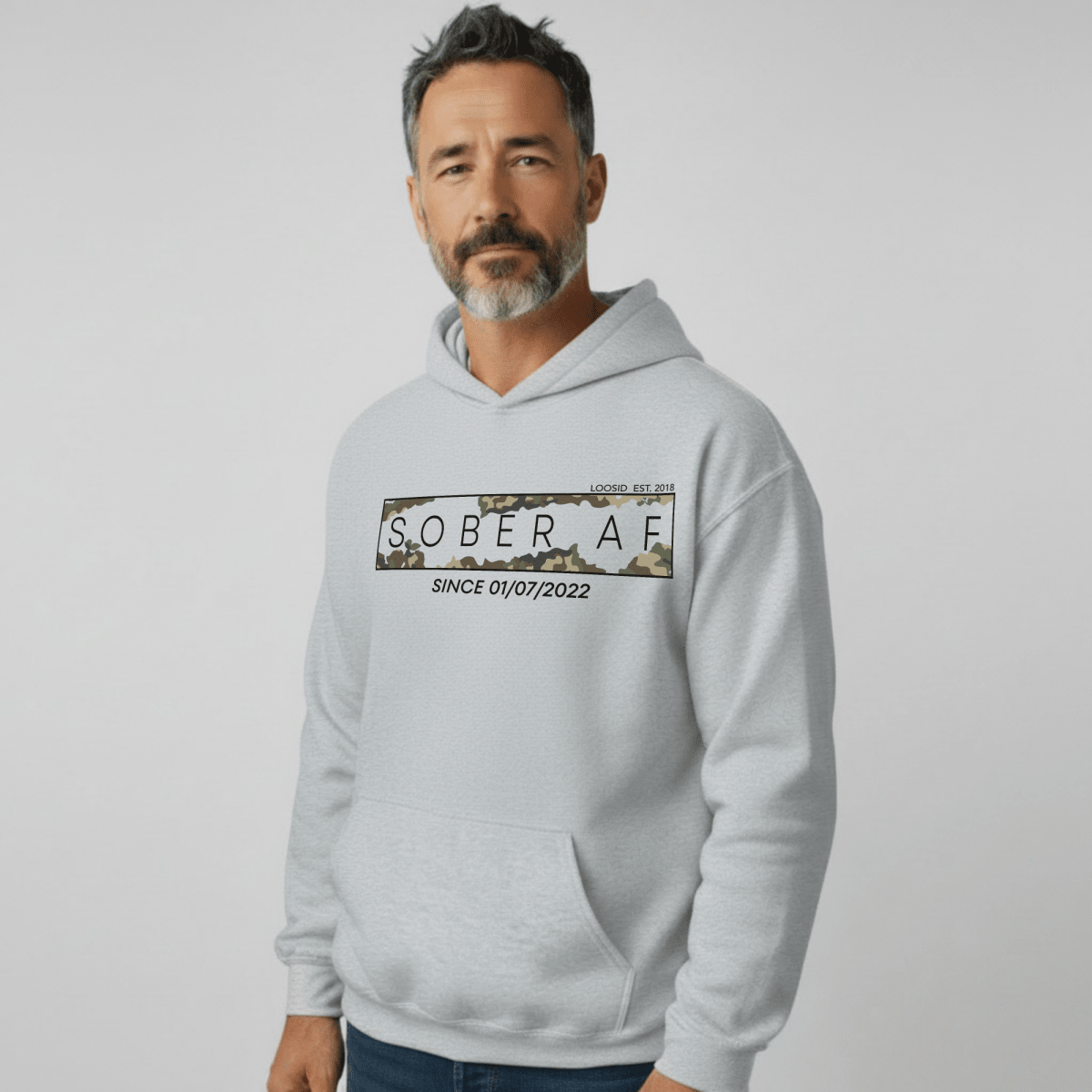 Sober AF Camo Recovery Hoodie graphic detail (view 24)