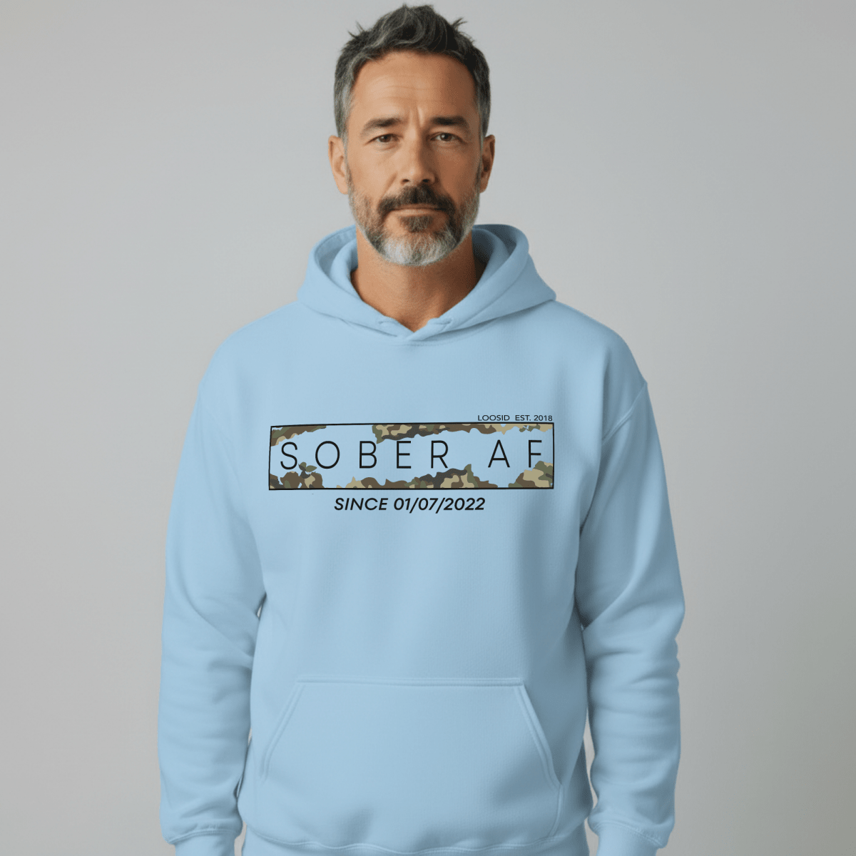 Sober AF Camo Recovery Hoodie back view (view 27)