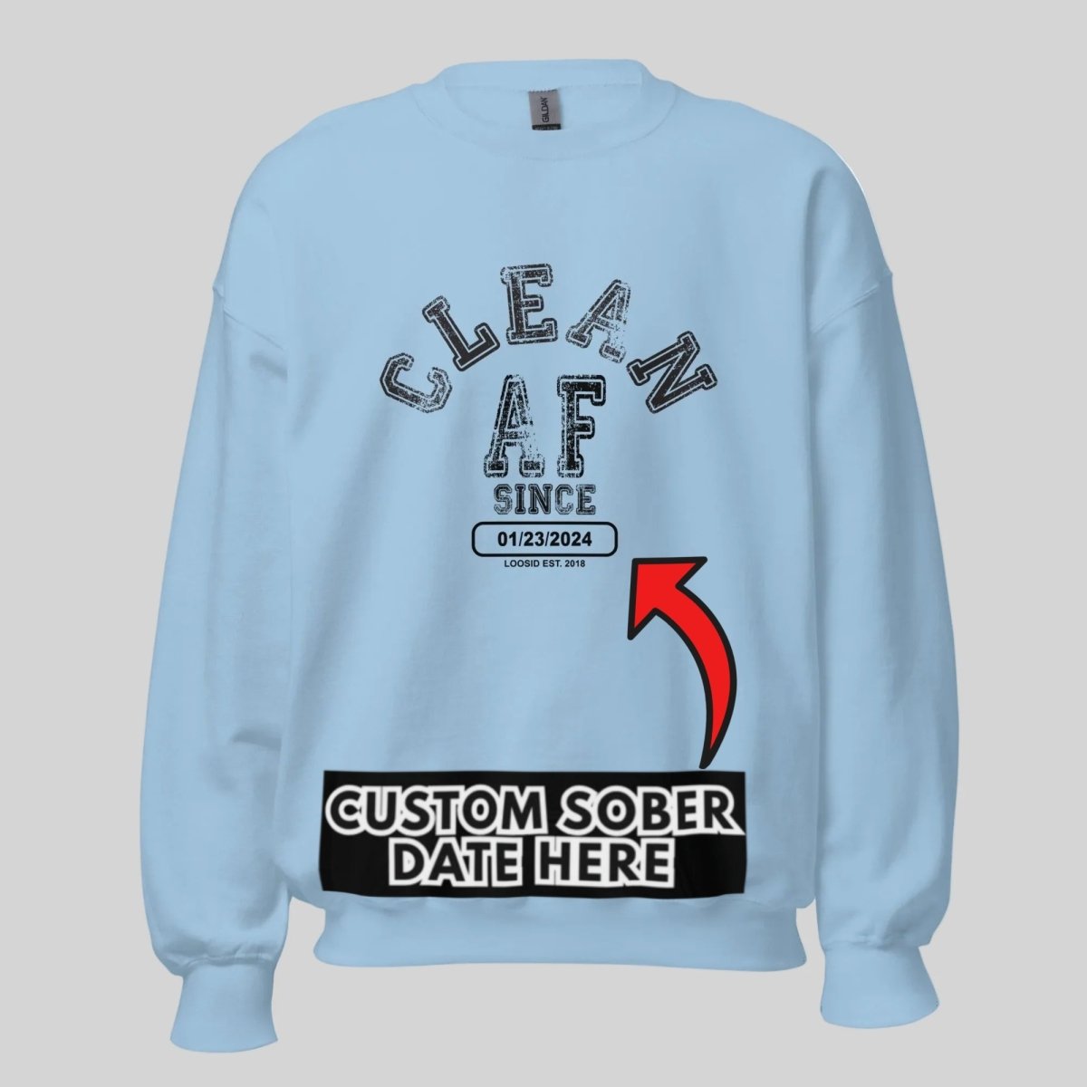 Clean AF Since Sobriety Recovery Hoodie fit detail (view 19)