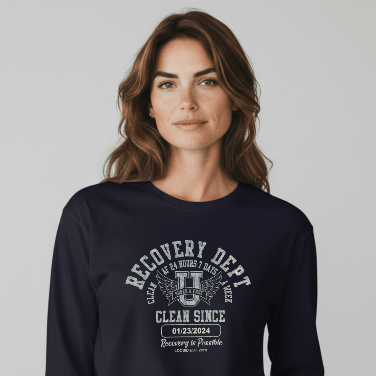 Recovery Dept 24 7 Long Sleeve Sober T Shirt fit detail (view 9)