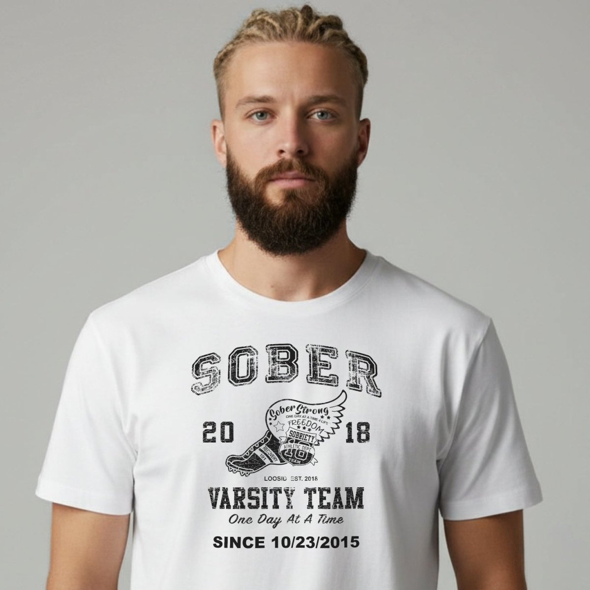 Sober Varsity Sober T Shirt fit detail (view 9)