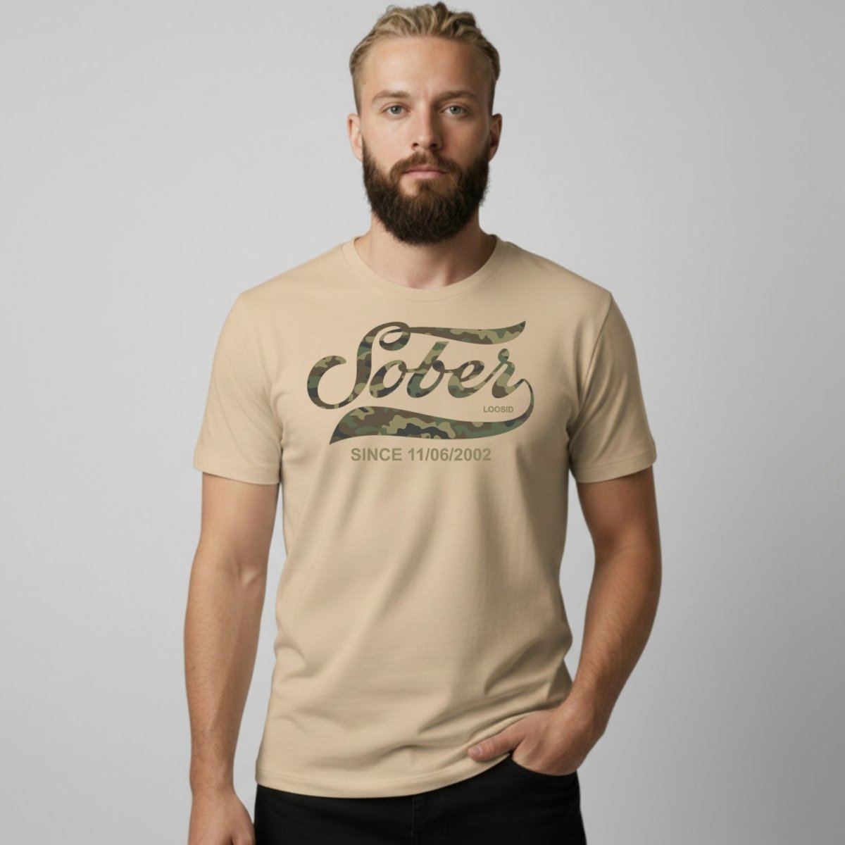 Sober Since Camo Sober T Shirt product photo (view 10)
