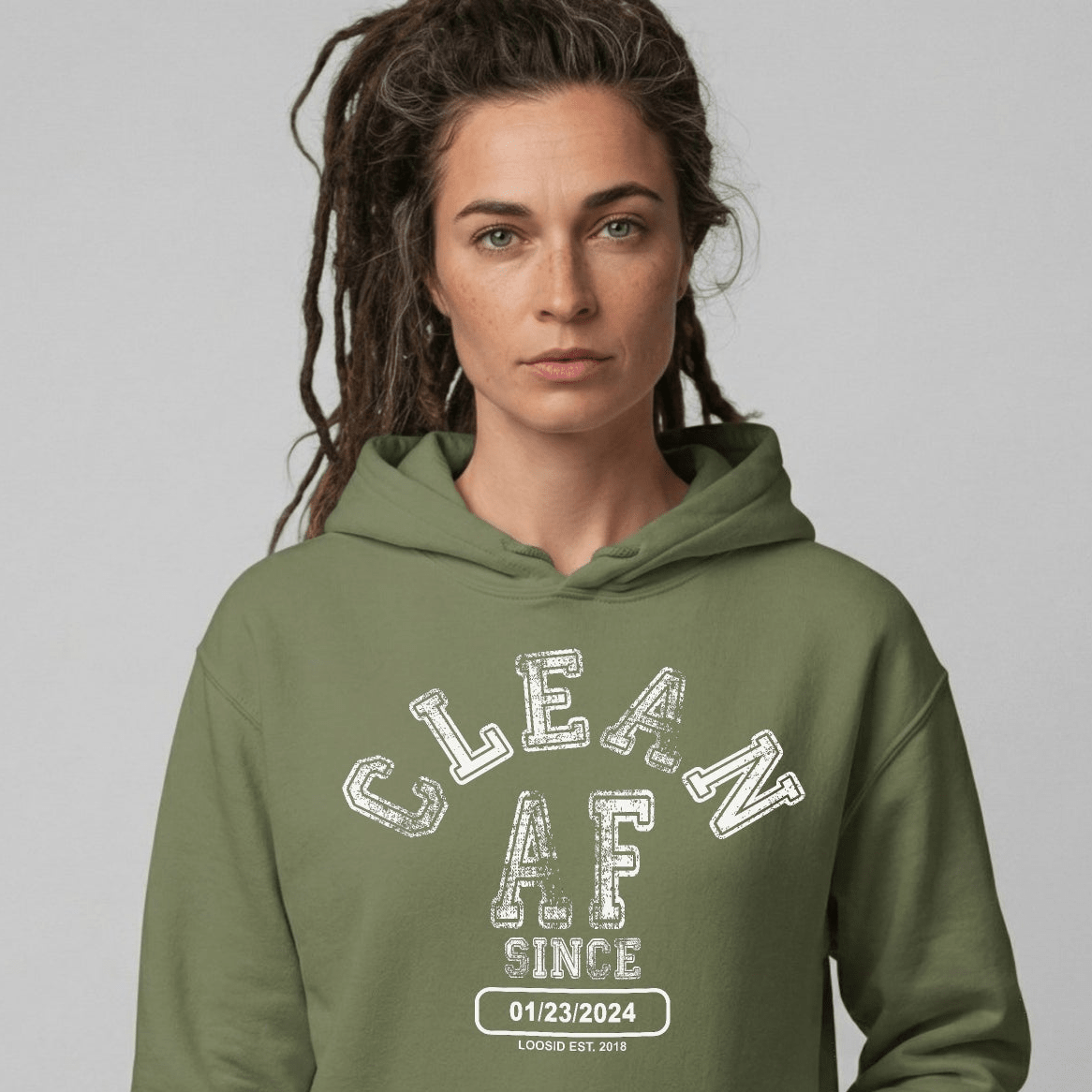 Clean AF Since Recovery Hoodie lifestyle view (view 15)