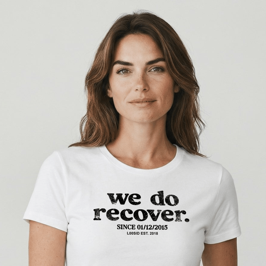 We Do Recover Women's Sober T Shirt | Personalized Sobriety Date Tee