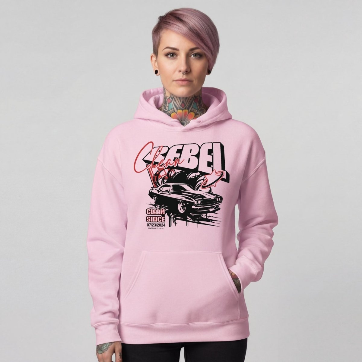 Clean Rebel Custom Recovery Date Recovery Hoodie side view (view 16)