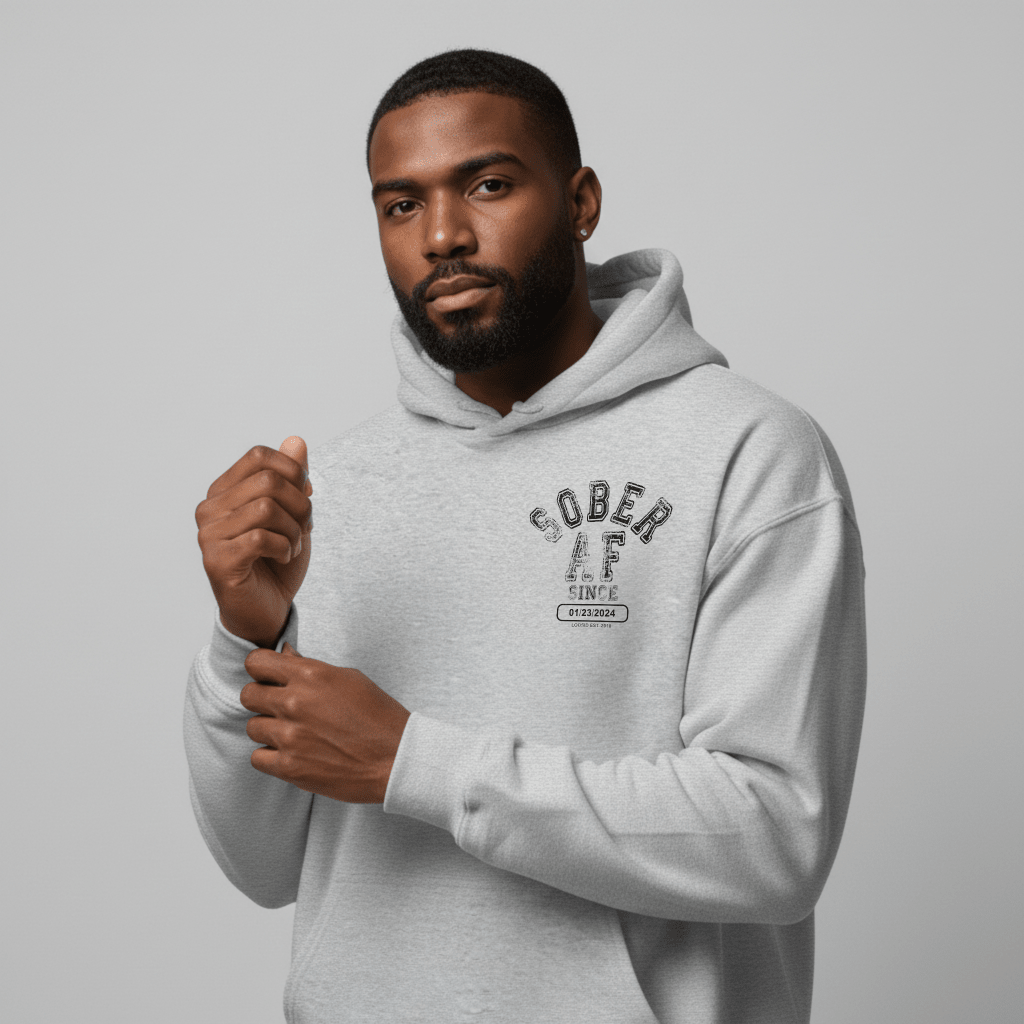 Sober AF Since Recovery Hoodie side view (view 16)