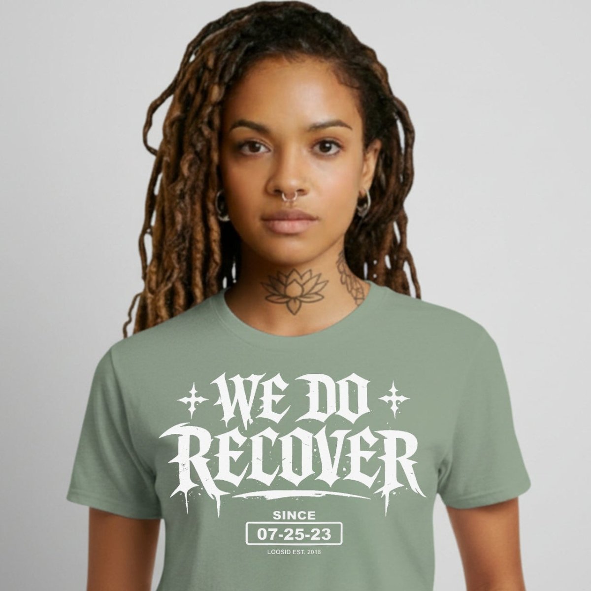 We Do Recover Female Sober T Shirt close-up view (view 12)