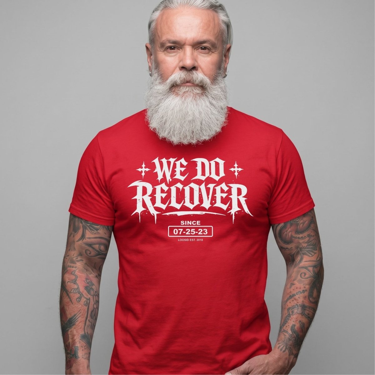 We Do Recover Sober T Shirt flat lay styled image (view 13)