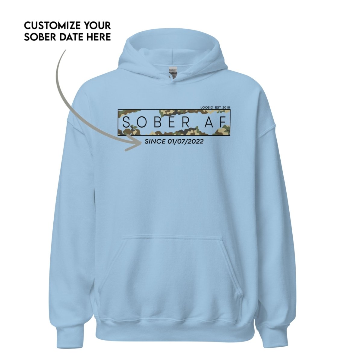 Recovery Hoodie | Men's Sober AF Camo Hoodie
