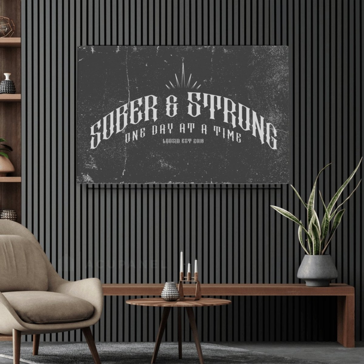 Sobriety Art | Sober & Strong Canvas Wall Decor for Recovery