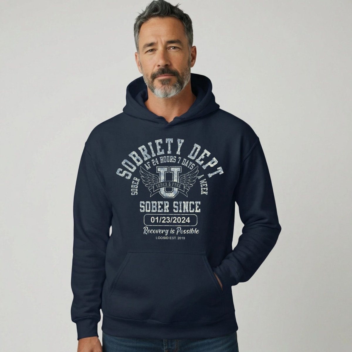 Sobriety Dept Recovery Hoodie side view (view 16)