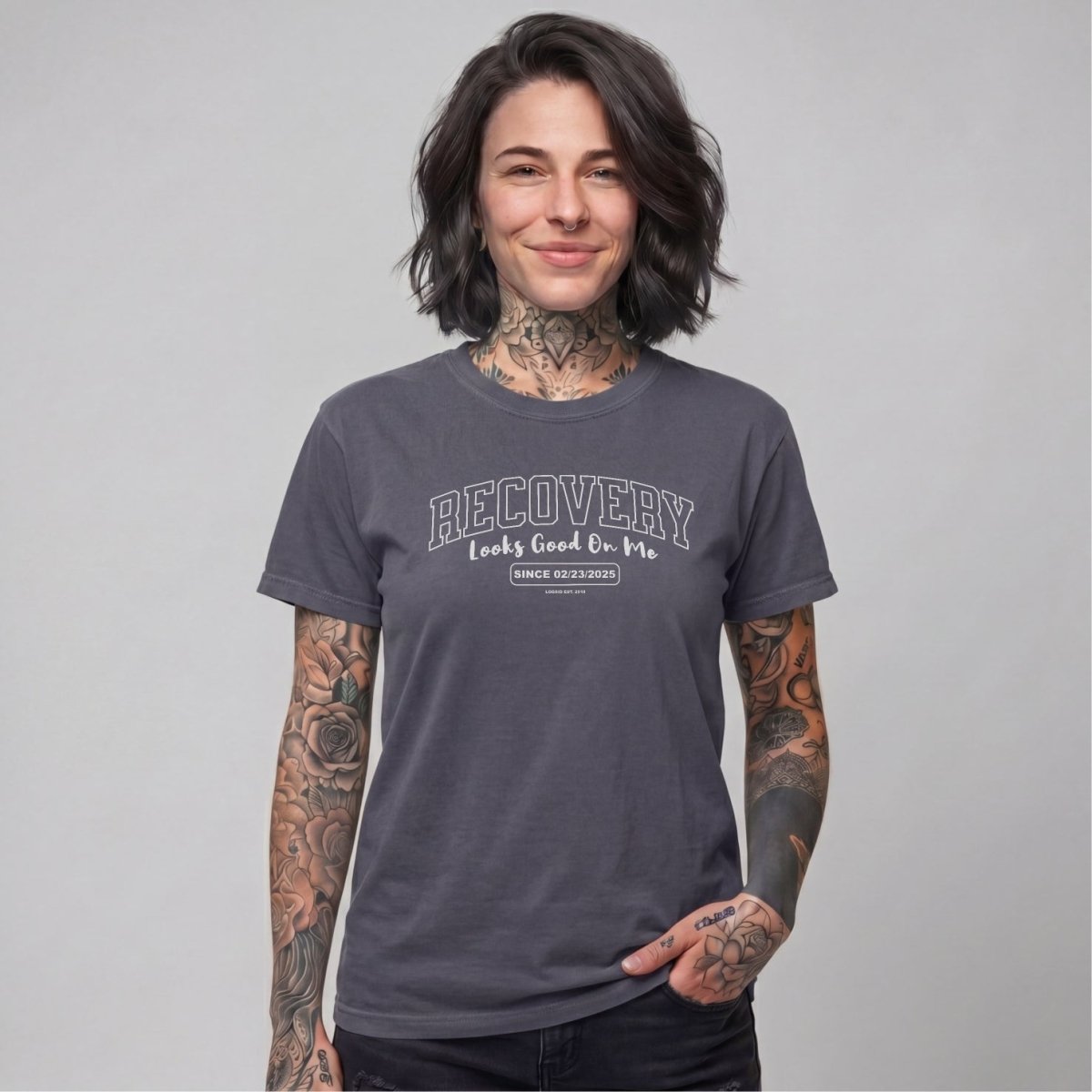 Recovery Looks Good On Me Women garment dyed Sober T Shirt product photo (view 10)