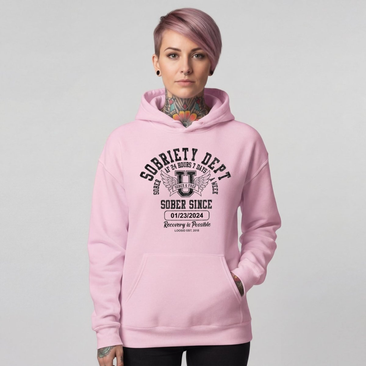 Sobriety Dept Recovery Hoodie graphic detail (view 34)