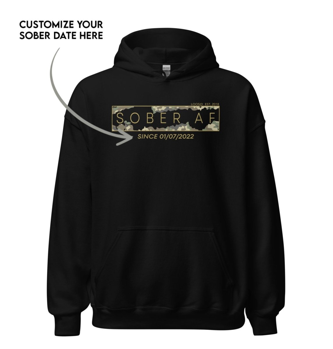 Recovery Hoodie | Men's Sober AF Camo Hoodie