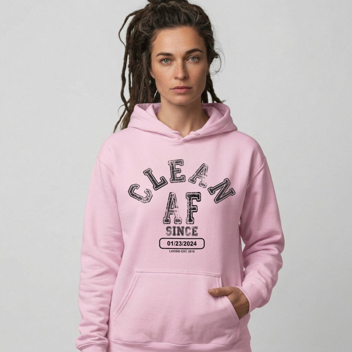 Clean AF Since Recovery Hoodie lifestyle view (view 25)