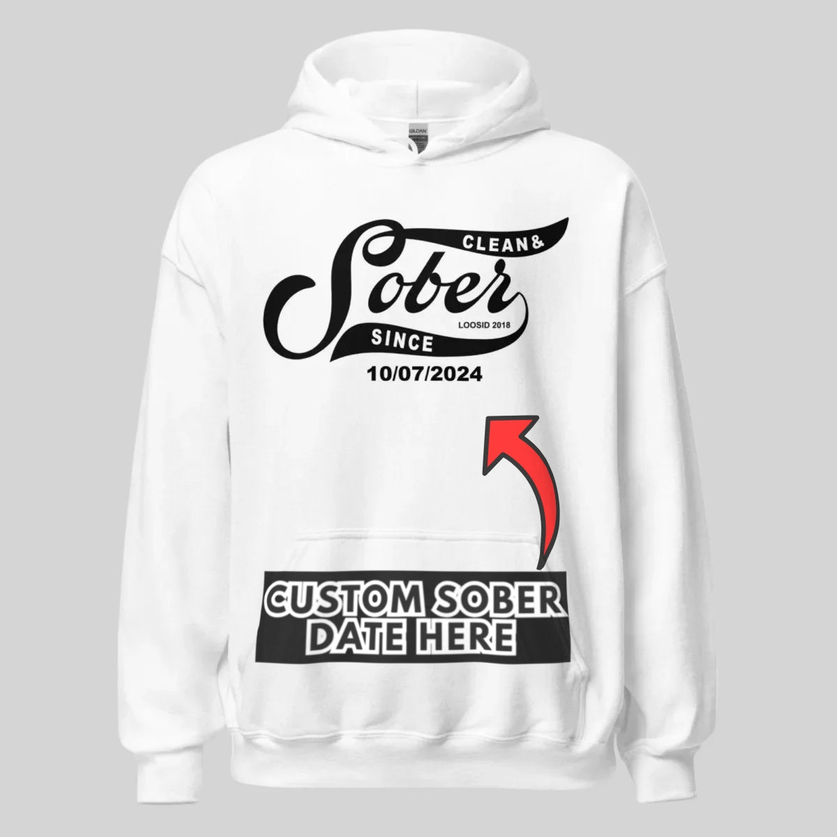Sober Since Recovery Hoodie flat lay styled image (view 33)