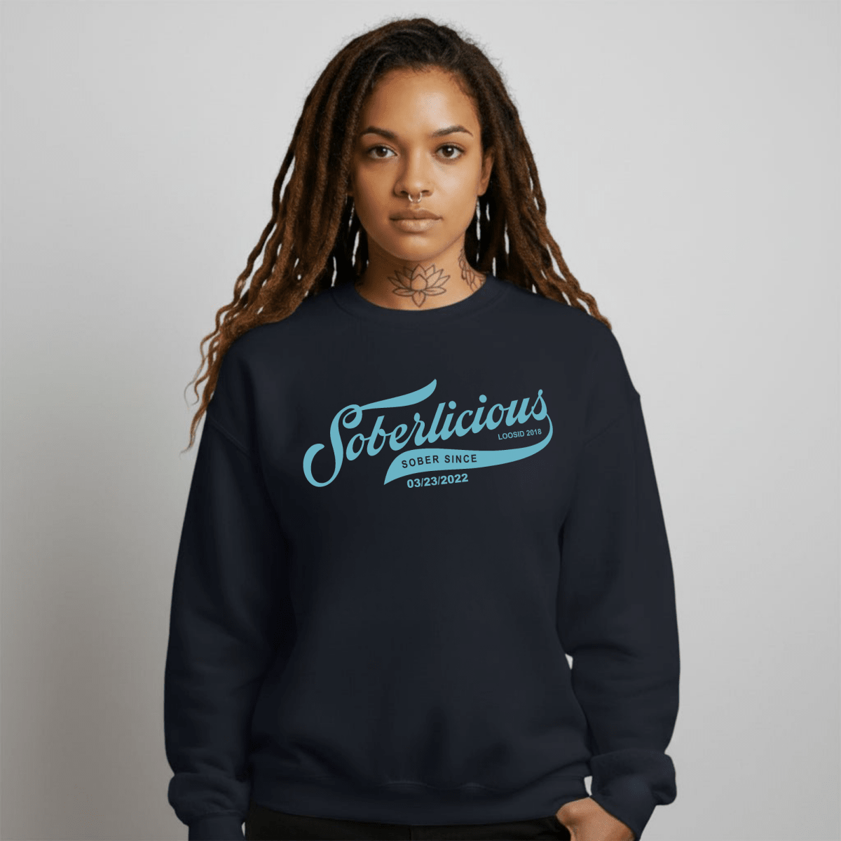 Soberlicious Recovery Hoodie flat lay styled image (view 13)