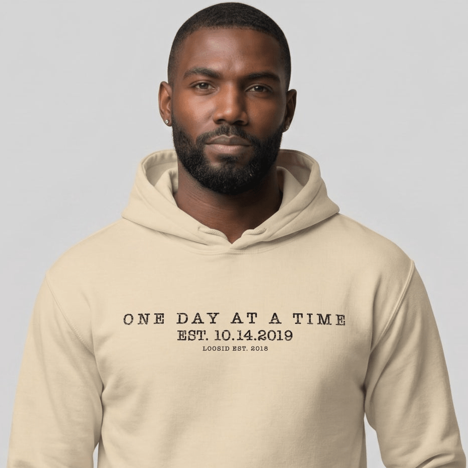 One Day At a Time Recovery Hoodie close-up view (view 12)