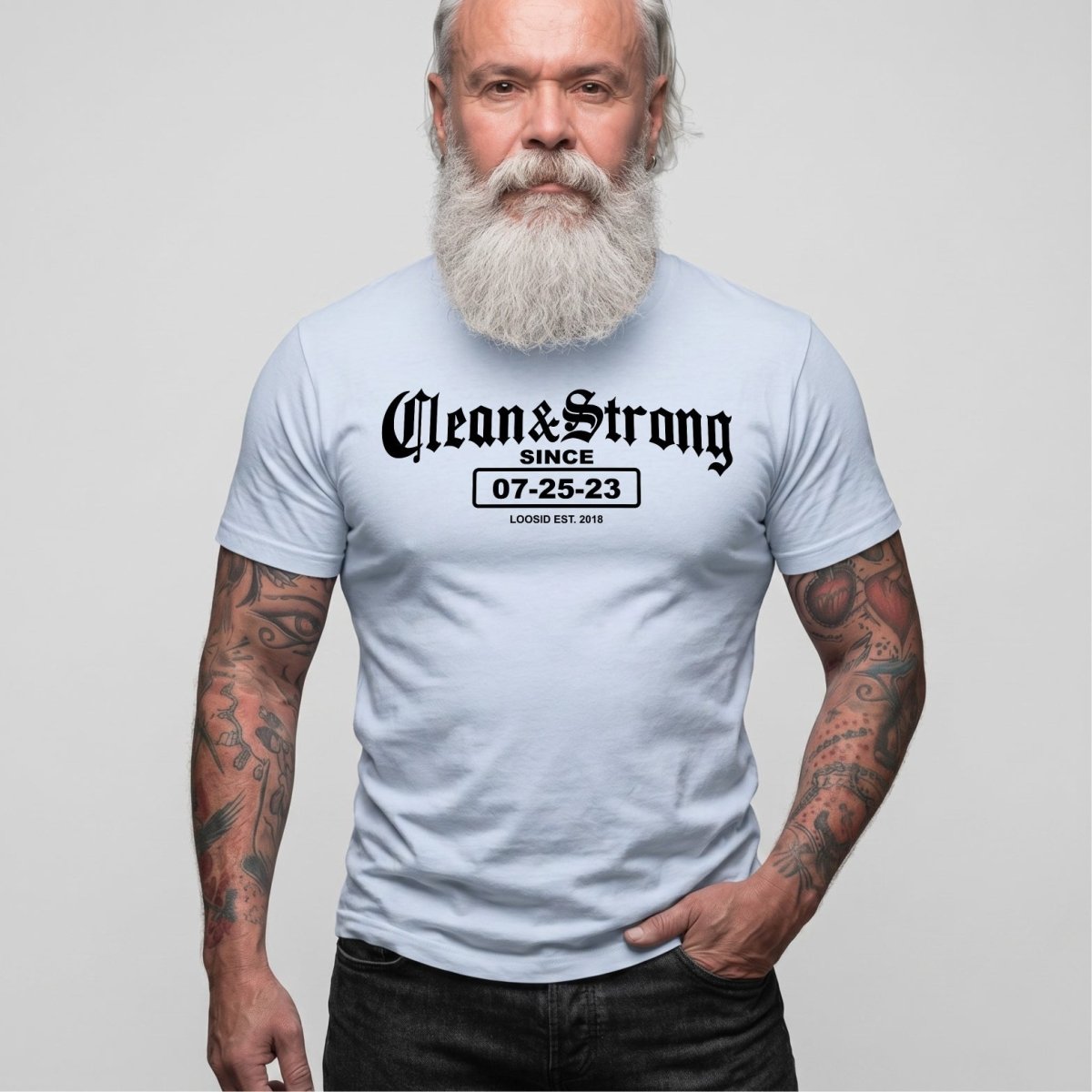 Recovery Date Men's Sobriety Sober T Shirt lifestyle view (view 25)