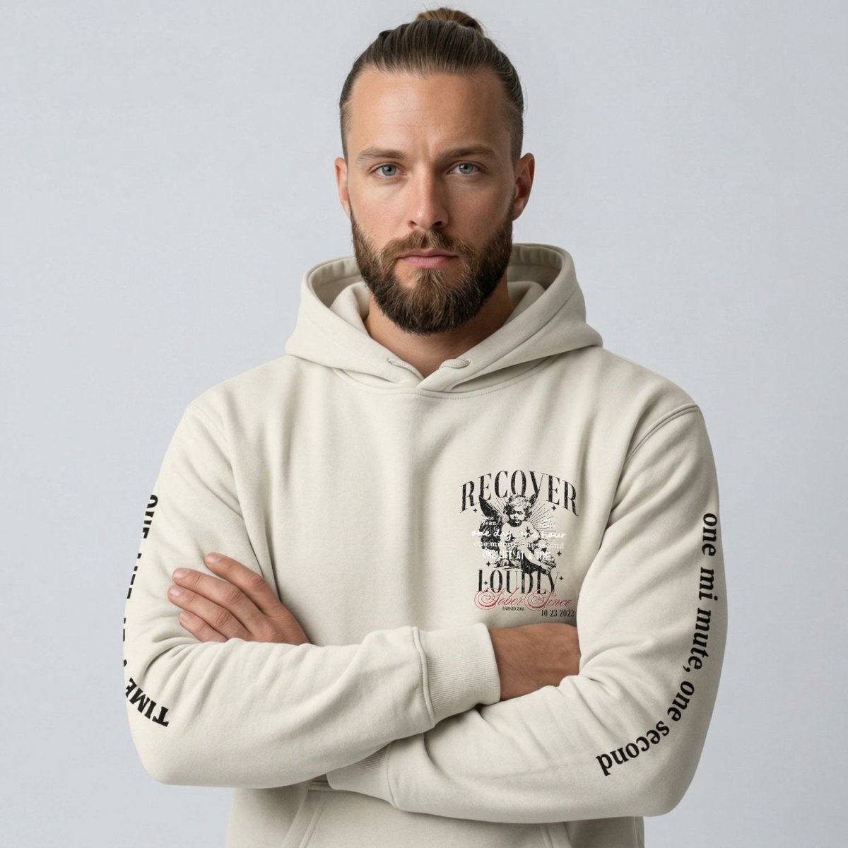 Loosid Recover Loudly Cream Recovery Hoodie Limited Edition Recovery Hoodie featuring the design