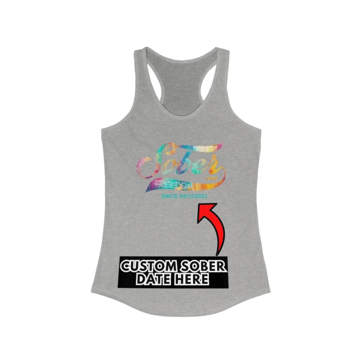 Sober Since with Date Sober Tank Top close-up view (view 22)