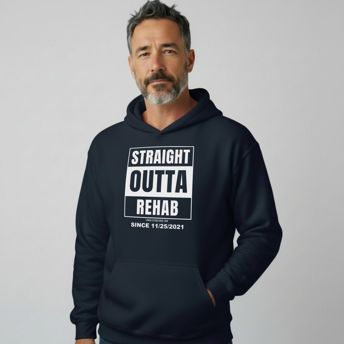 Straight Outta Rehab Recovery Hoodie fit detail (view 9)