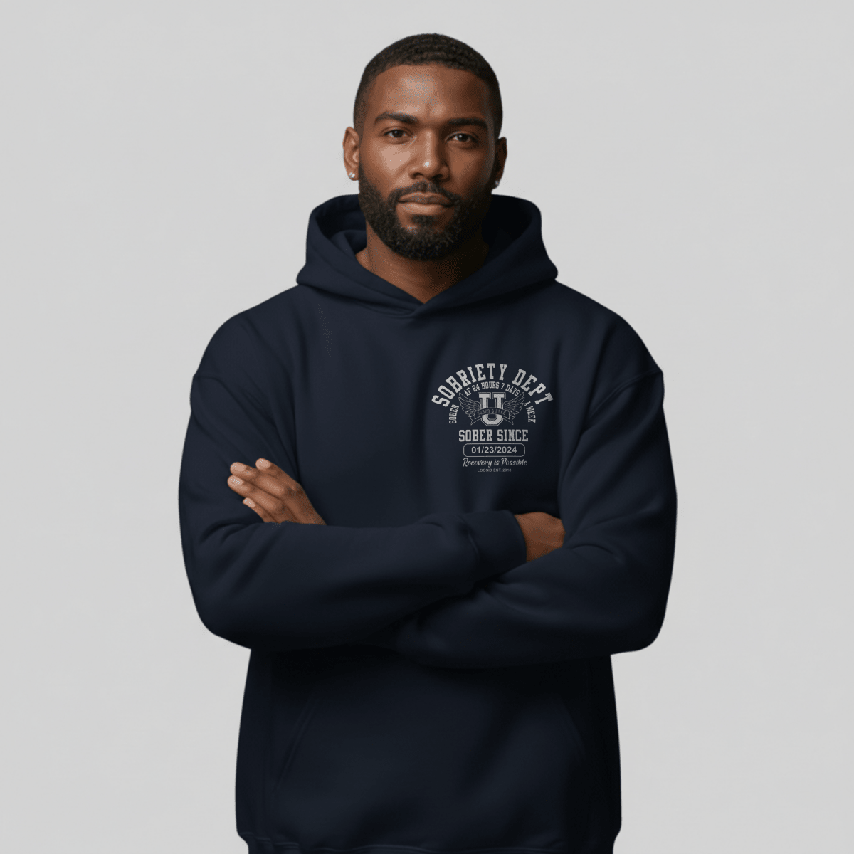 Sobriety Dept Recovery Hoodie back view (view 7)