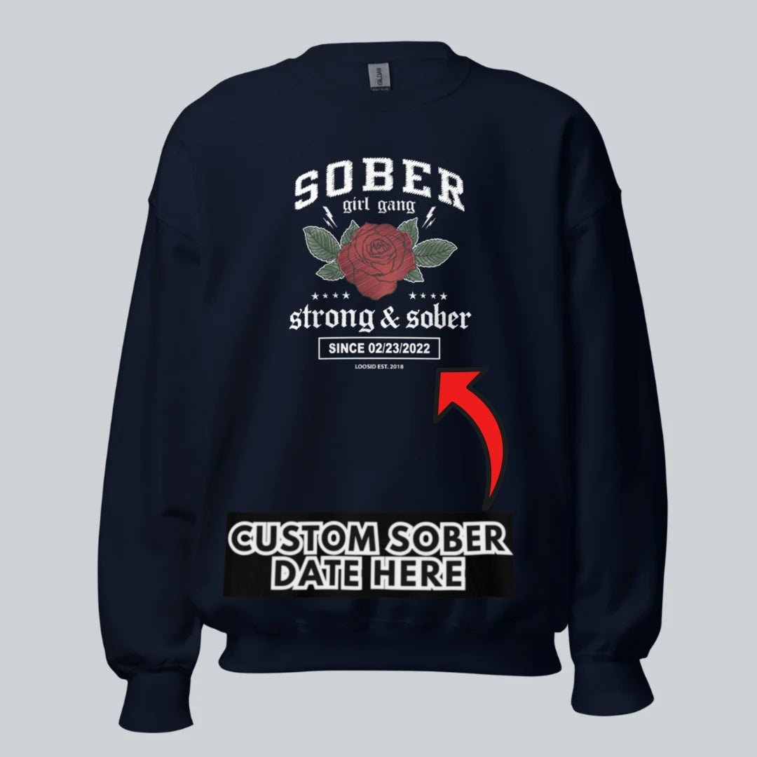 SOBER Girl Gang Strong & Sober Recovery Hoodie fit detail (view 9)