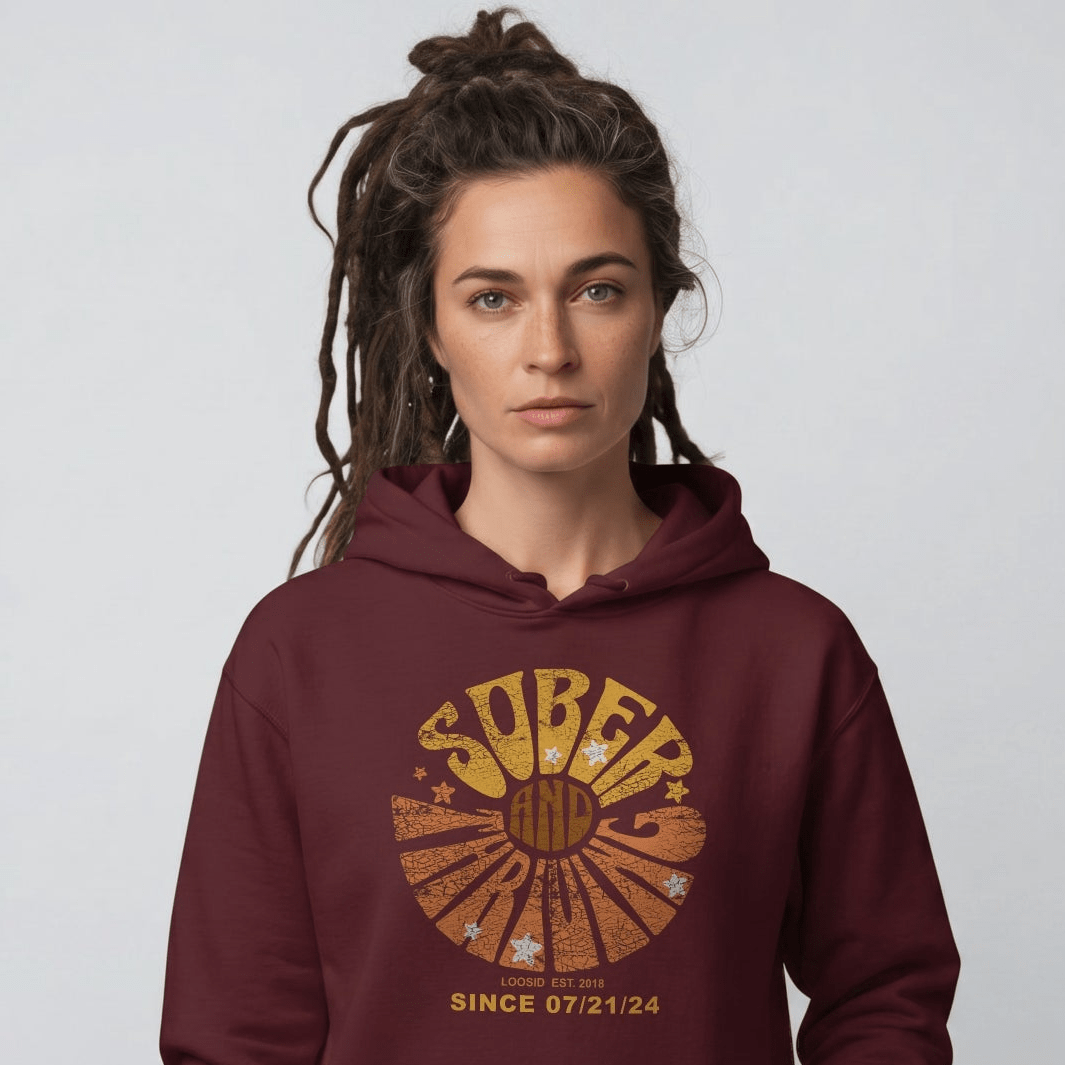 Sober & Thriving Recovery Hoodie lifestyle view (view 15)