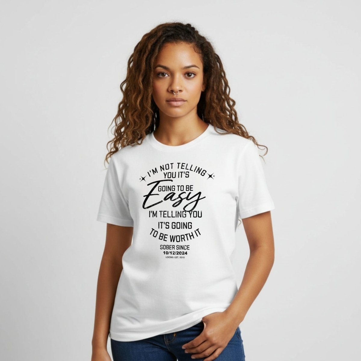 I'm Not Telling Sober T Shirt flat lay styled image (view 13)