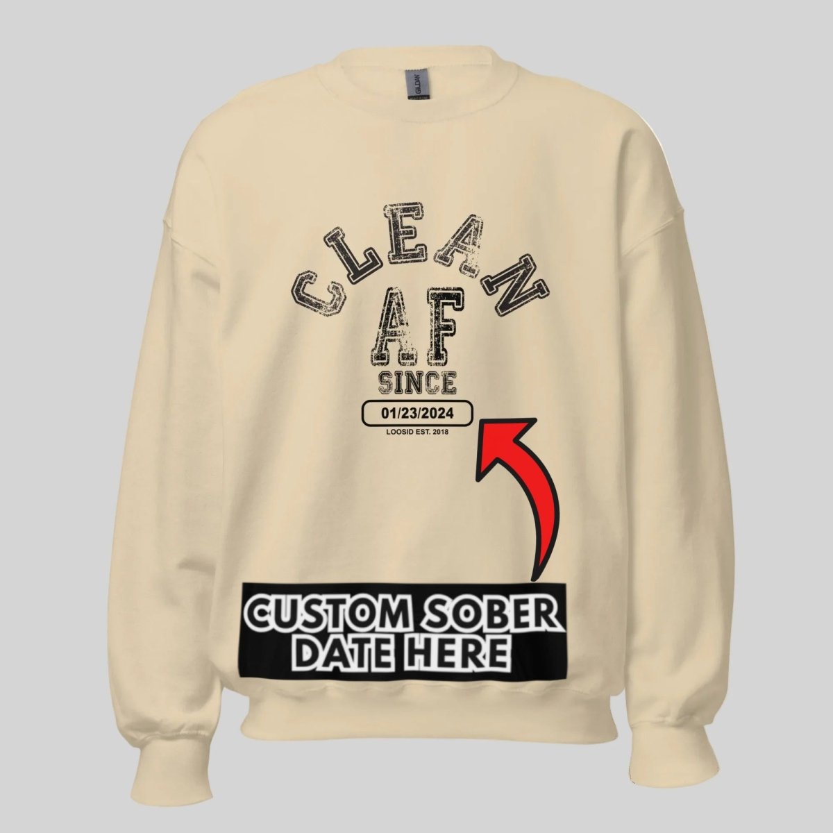 Clean AF Since Sobriety Recovery Hoodie back view (view 27)