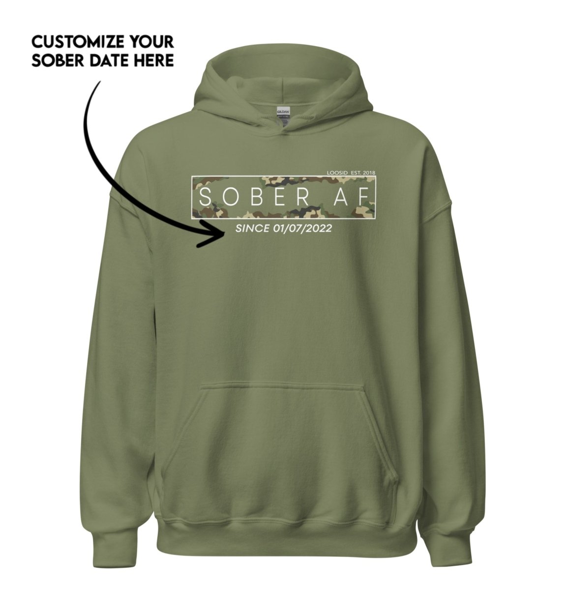 Recovery Hoodie | Men's Sober AF Camo Hoodie