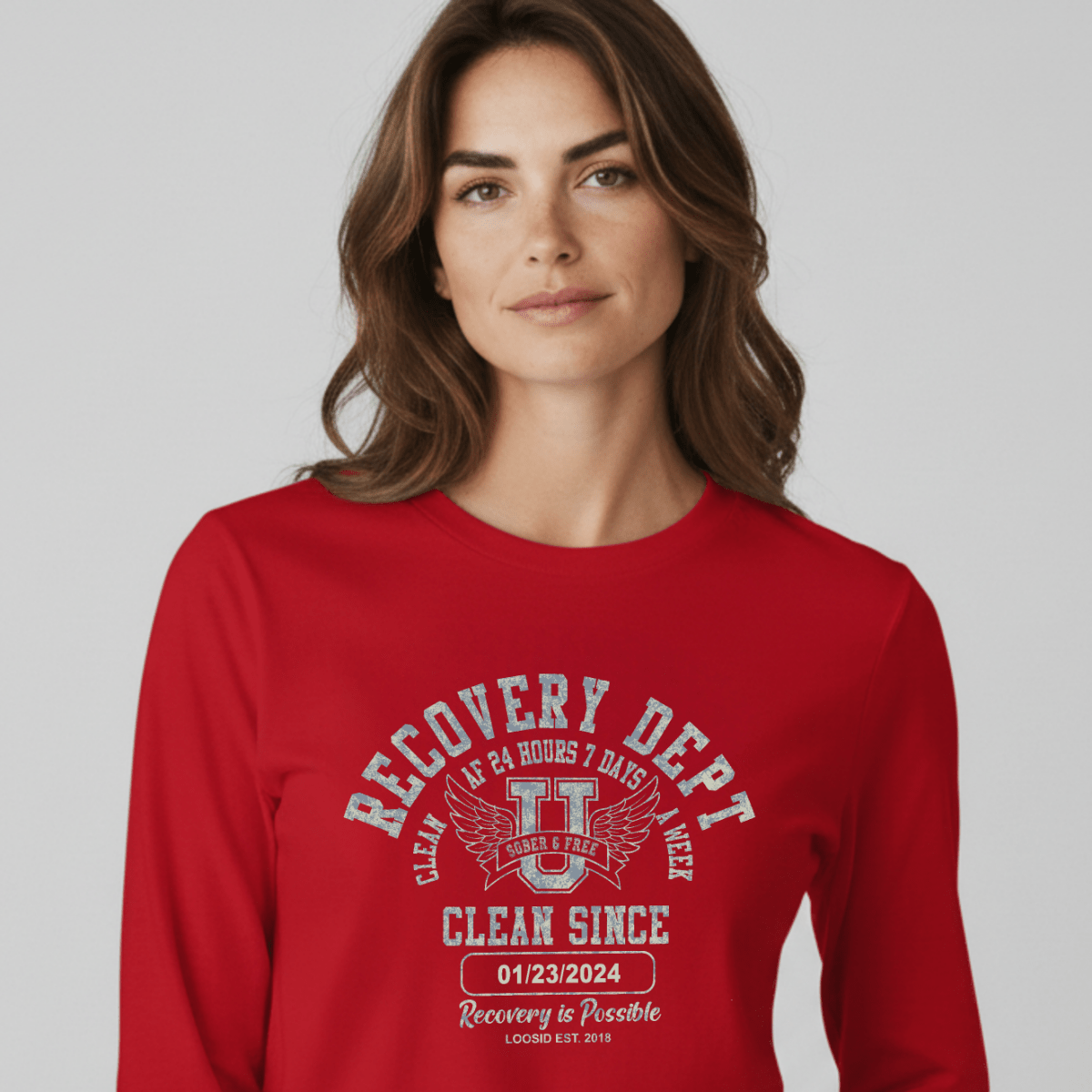 Recovery Dept 24 7 Long Sleeve Sober T Shirt back view (view 17)