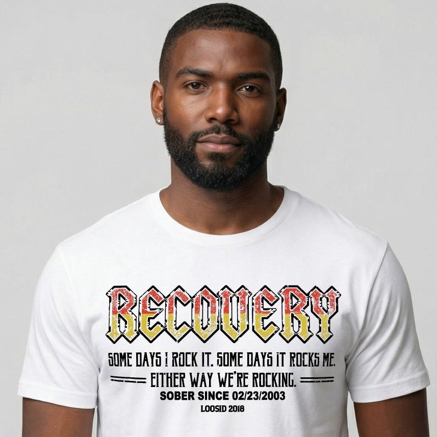 Recovery Rock Sober T Shirt back view (view 7)
