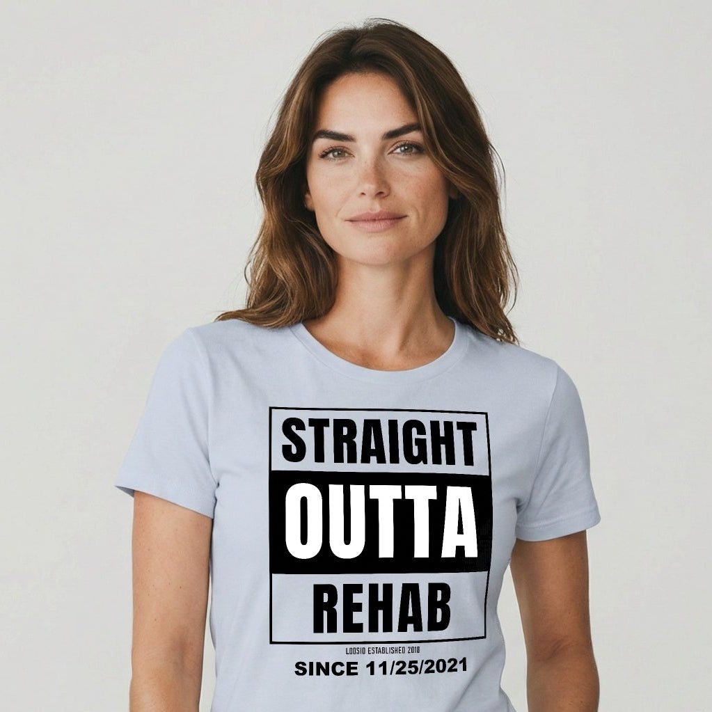 Straight Outta Rehab Sober T Shirt close-up view (view 12)
