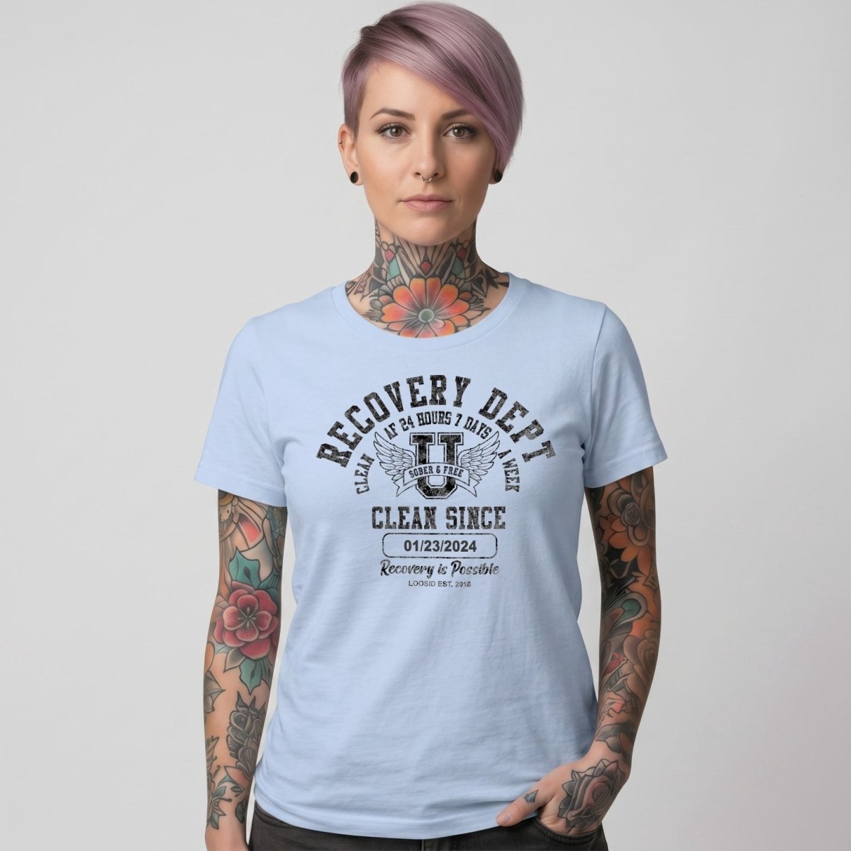 Clean Since Sobriety Sober T Shirt graphic detail (view 24)
