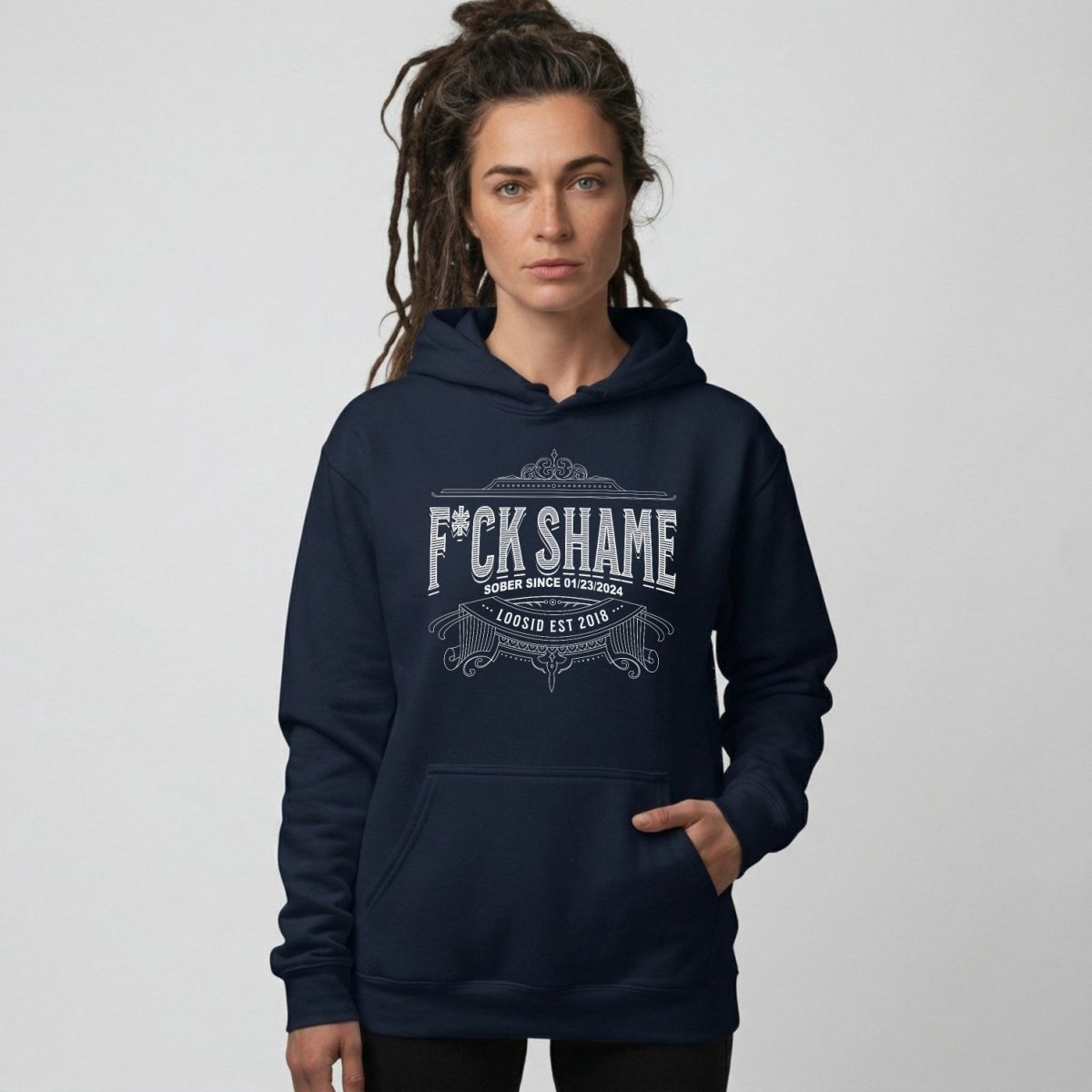 F*ck Shame Recovery Hoodie flat lay styled image (view 33)