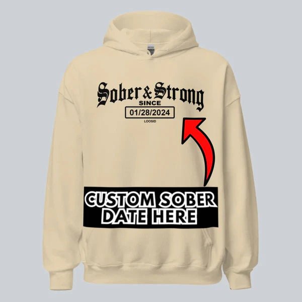 Old School Sober Recovery Hoodie flat lay styled image (view 33)
