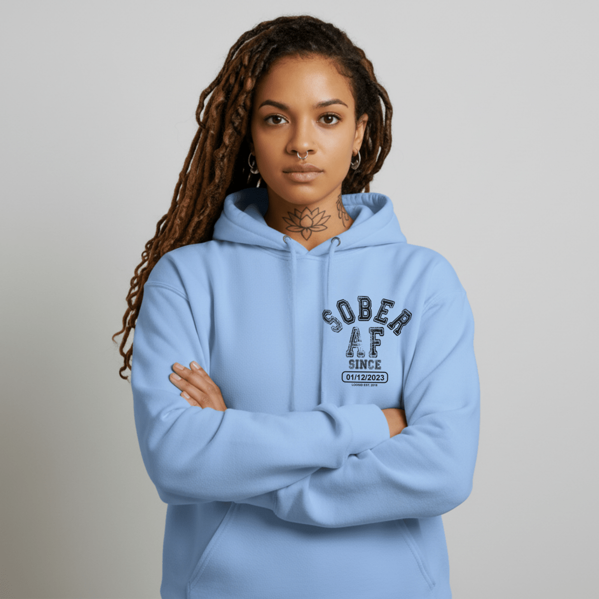 Sober AF Recovery Hoodie close-up view (view 22)